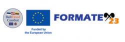 Trīs logo: Pirmais aplī ievietoti Latvijas, Lietuvas un Igaunija valstu karogi un teksts BaltFloodCombat, otrs ir Eiropas Savienības zilais karogs ar divpadsmit dzeltenajām zvaigznītēm, zem kura teksts angļu valodā: Funded by the European Union, bet trešais logo ir ziliem burtiem esošs vārds Formatex, kura pēdējais burts x ir stilizēts un melnā krāsā. Tam blakus oranžā krāsā cipari 23